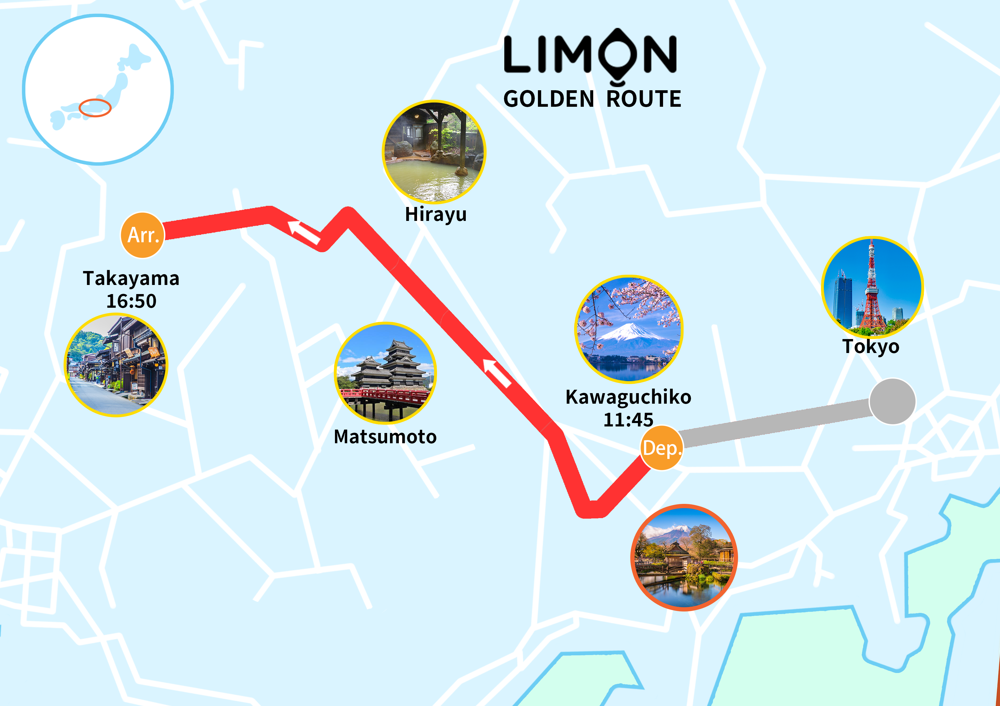 One-Way Bus from Kawaguchiko to Takayama or Hirayu